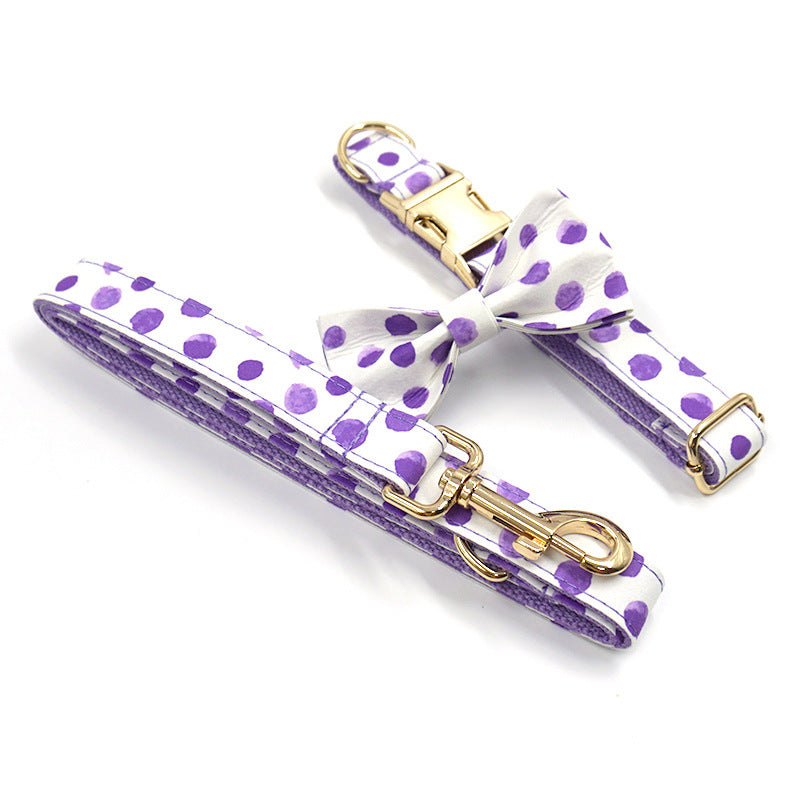Elevate Your Pet's Style with the Dot Dog Collar Leash Bow Set